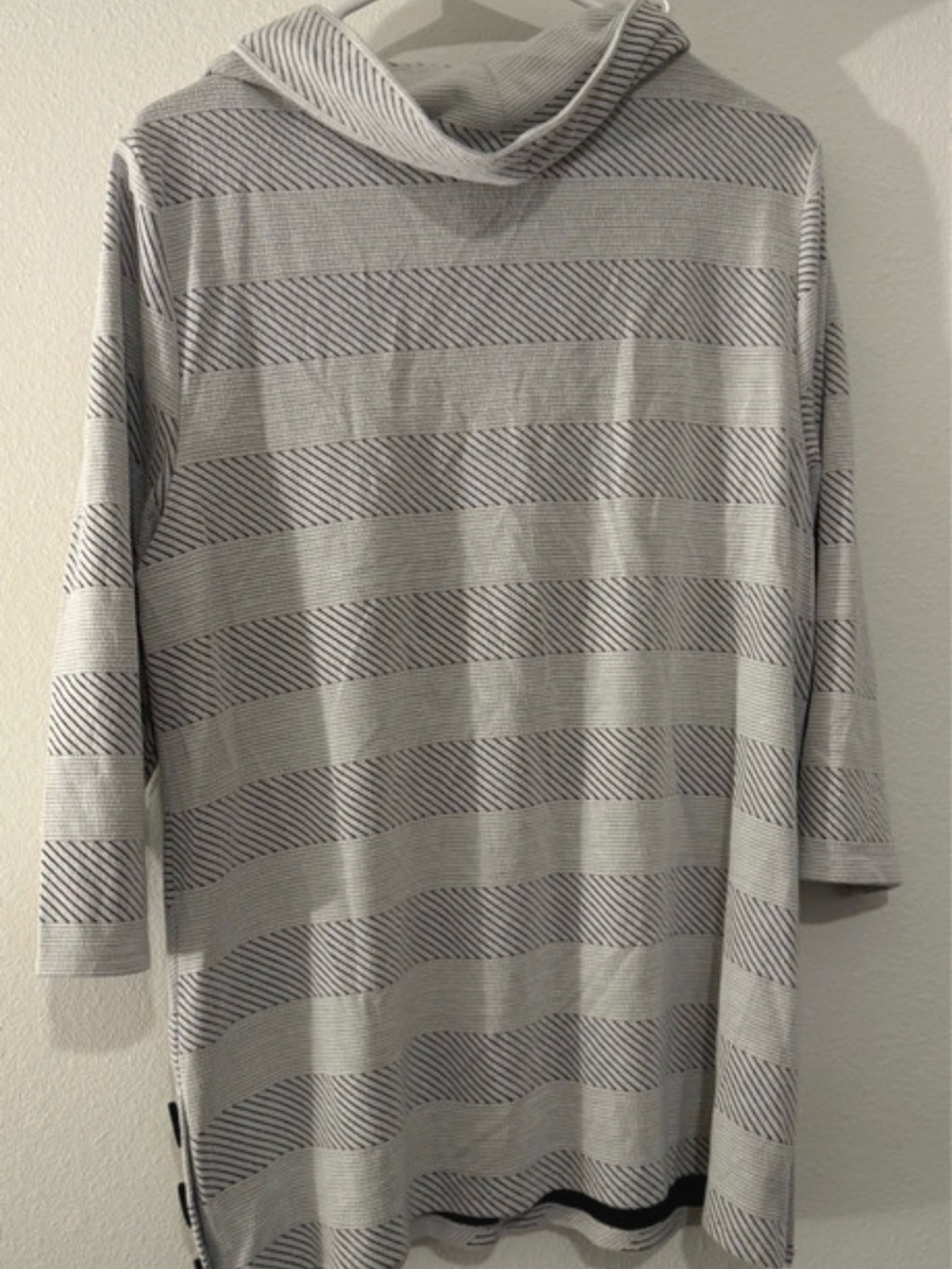 Chico's Cream and Gray Striped Cowl Neck Sweater - Picture 2 of 3